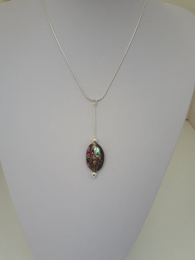 925 Sterling Silver Abalone Shell Long Drop Necklace. - JOANNE MASSEY ARTISAN JEWELLERY