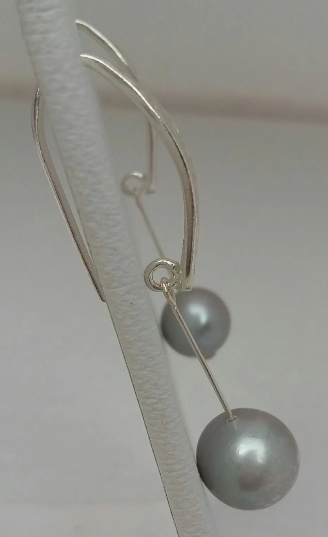 925 Sterling Silver Hammered Effect Pearl Earrings - JOANNE MASSEY ARTISAN JEWELLERY