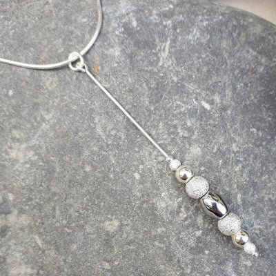925 Sterling Silver Hematite and Stardust Bead Necklace. - JOANNE MASSEY ARTISAN JEWELLERY
