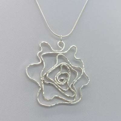 925 Sterling Silver large Statement Rose pendant Necklace, the perfect gift for a loved one, handmade jewellery