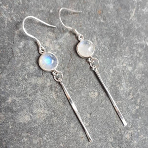 925 Sterling Silver Rainbow Moonstone Tassel Earrings. - JOANNE MASSEY ARTISAN JEWELLERY
