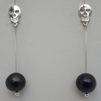 925 Sterling Silver Skull & Pearl Earrings. - JOANNE MASSEY ARTISAN JEWELLERY