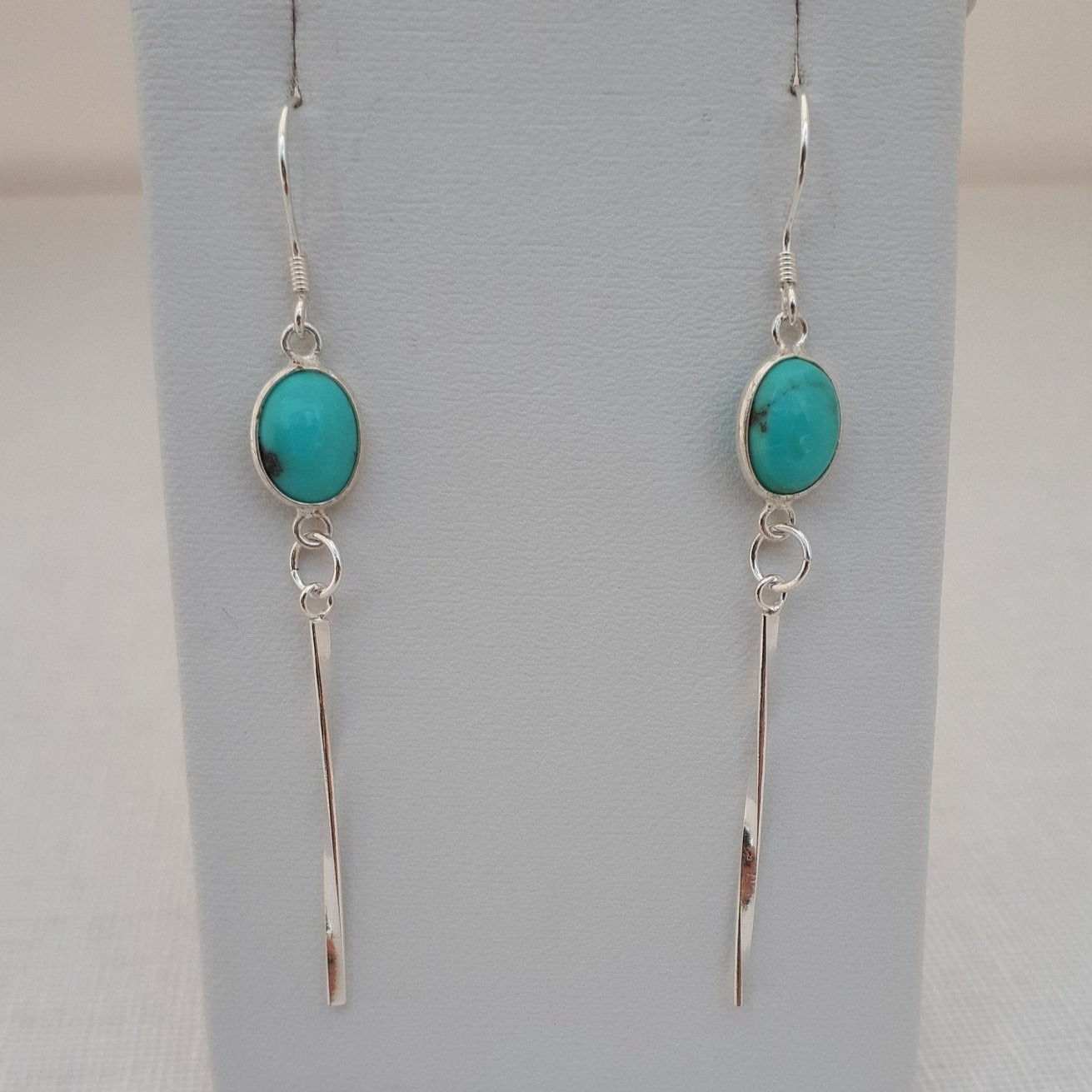 925 Sterling Silver Turquoise Oval Tassel Earrings. - JOANNE MASSEY ARTISAN JEWELLERY