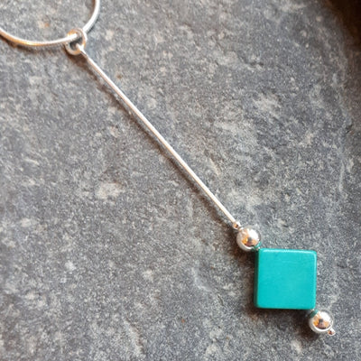 925 Sterling Silver Turquoise Square Necklace - JOANNE MASSEY ARTISAN JEWELLERY