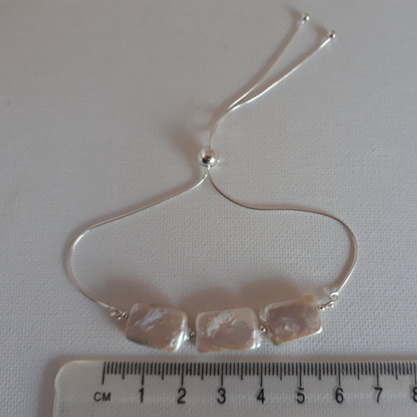 925 Sterling Silver White Pearl Triple Rectangle Bracelet. - JOANNE MASSEY ARTISAN JEWELLERY