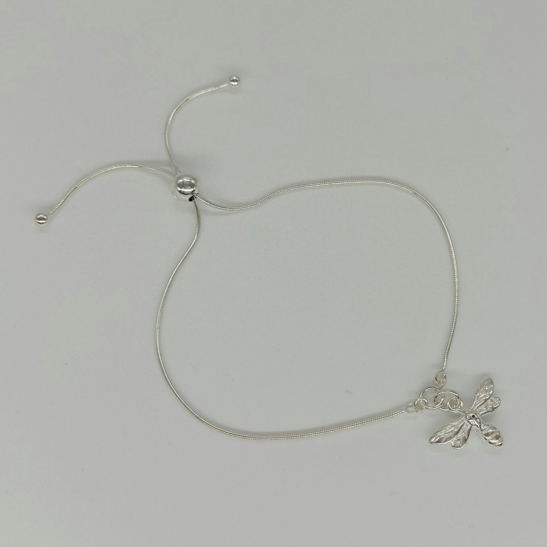 925 Sterling Silver Adjustable Slider Bee Bracelet