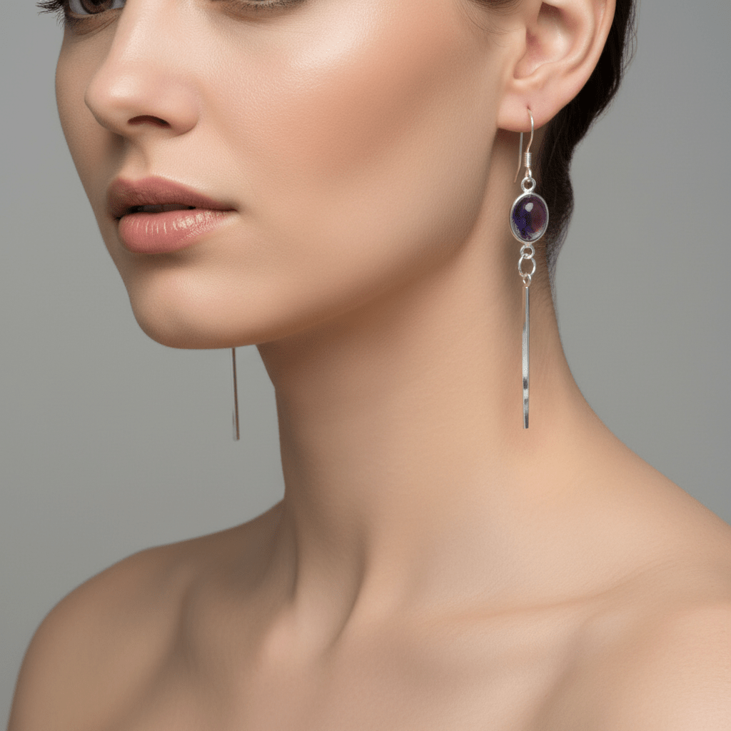 Amethyst Tassel Earrings Hero Image