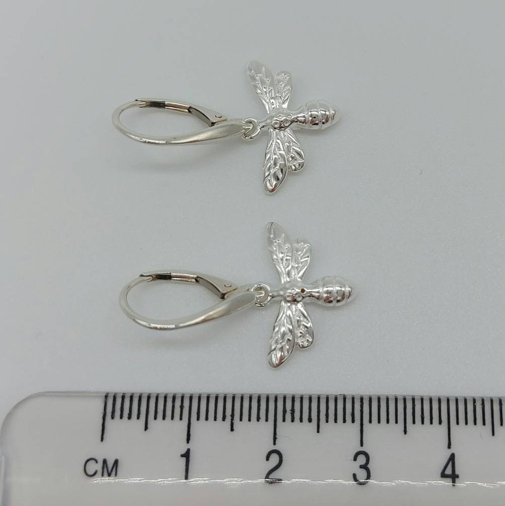 925 Sterling Silver Bee Earrings, Large Silver Bee Earrings