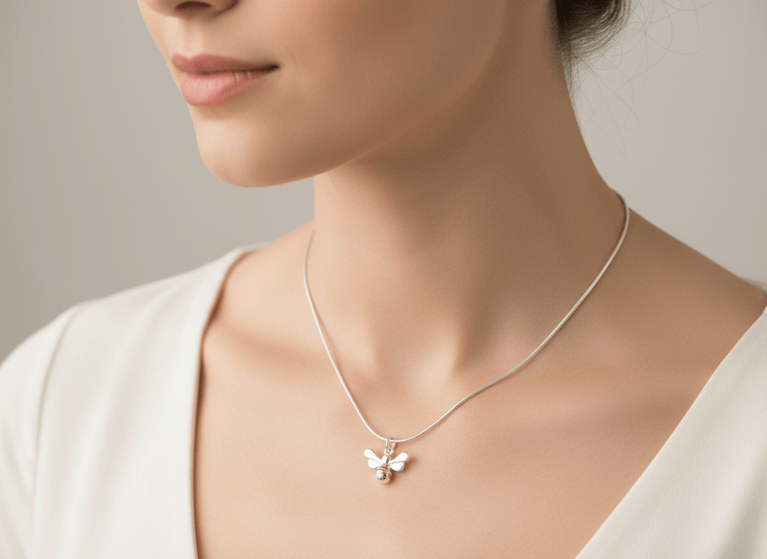 925 Sterling Silver Bumble Bee Necklace Hero Image