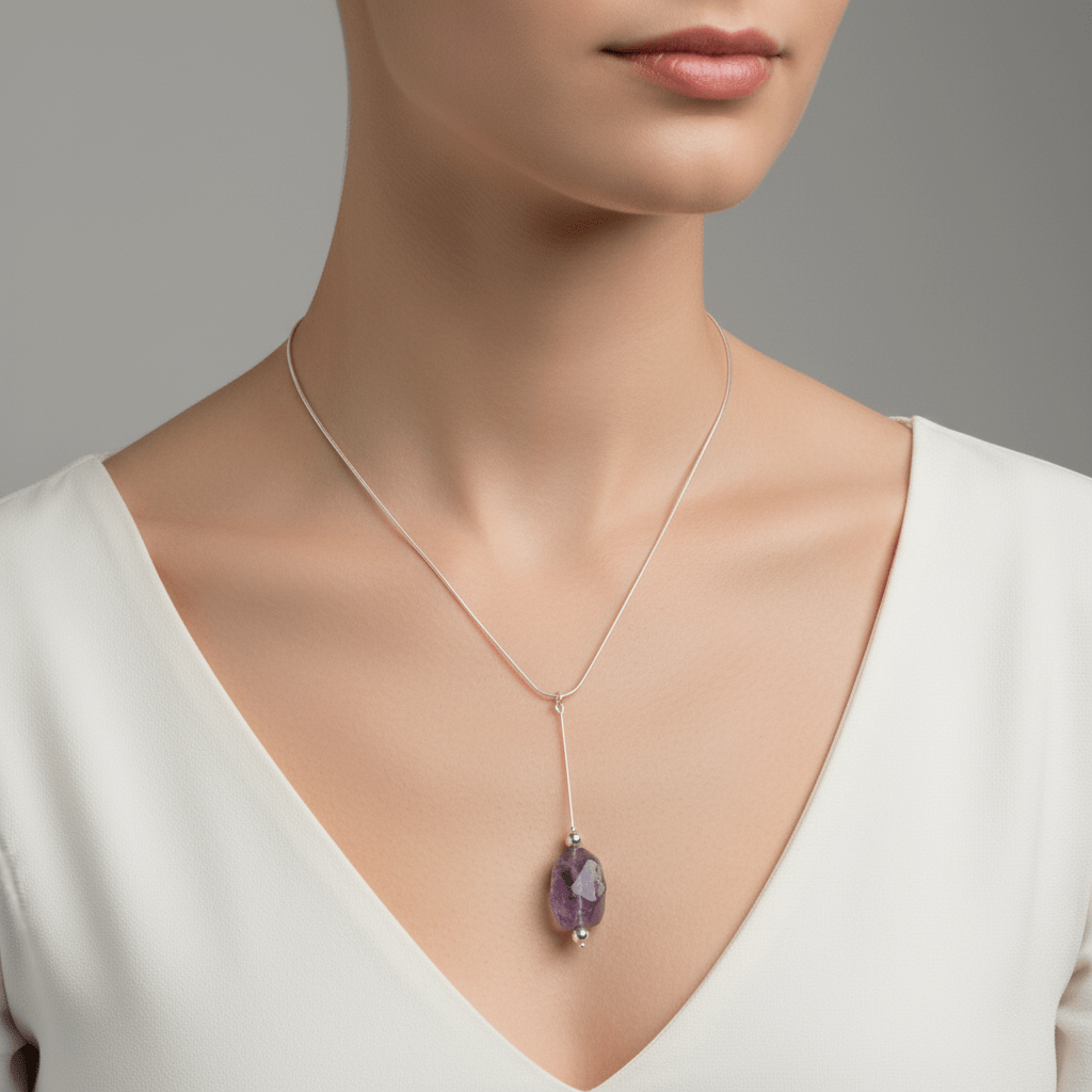 Amethyst Drop Necklace Hero Image