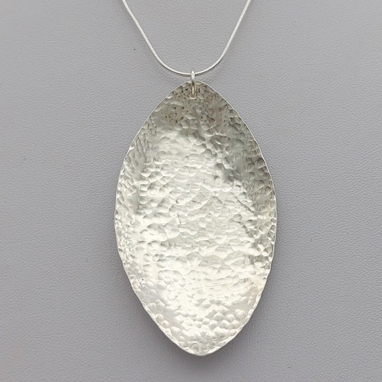 925 Sterling Silver Hammered Leaf Necklace | Handmade UK | Joanne Massey - JOANNE MASSEY ARTISAN JEWELLERY
