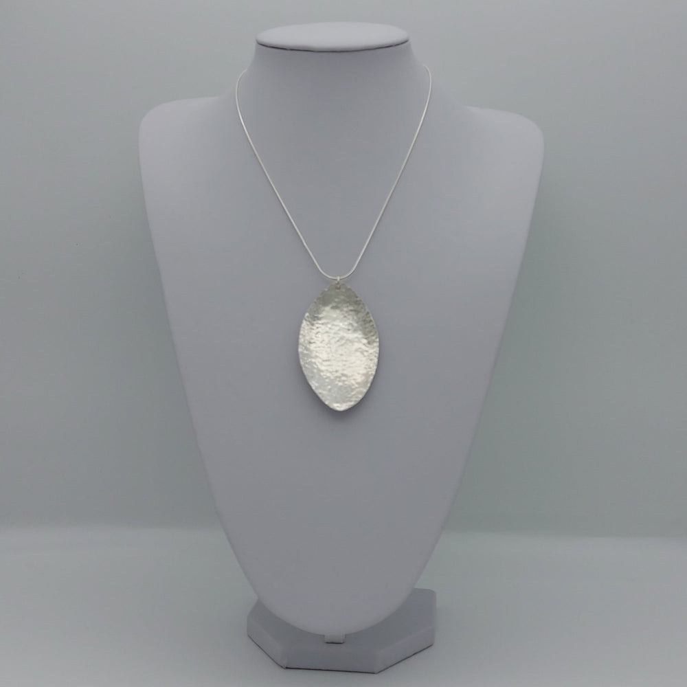 925 Sterling Silver Hammered Leaf Necklace | Handmade UK | Joanne Massey - JOANNE MASSEY ARTISAN JEWELLERY