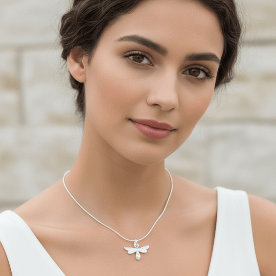 Sterling Silver Bee Necklace Hero Image