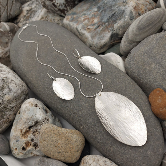 925 Sterling Silver Leaf Bark Texture Necklace | Handmade UK Jewellery - JOANNE MASSEY ARTISAN JEWELLERY