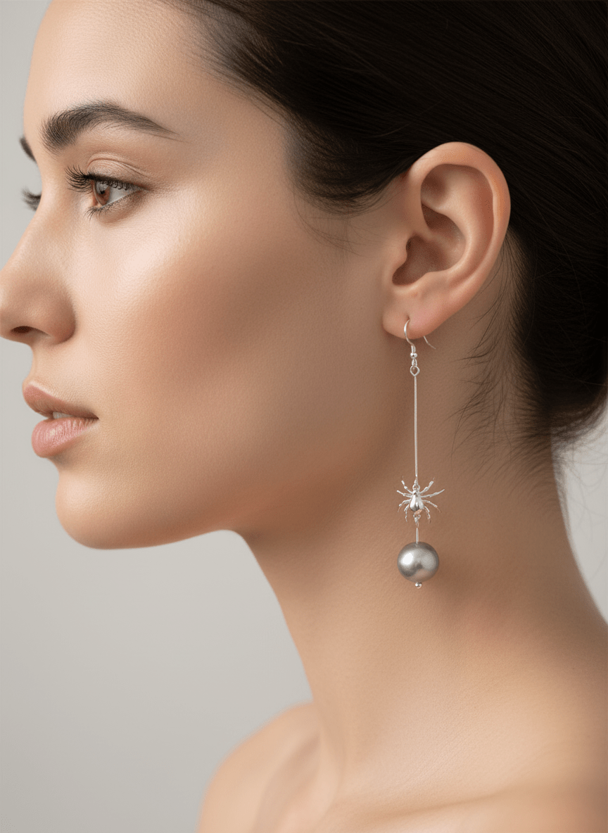 Spider Pearl Earrings Lifestyle Image
