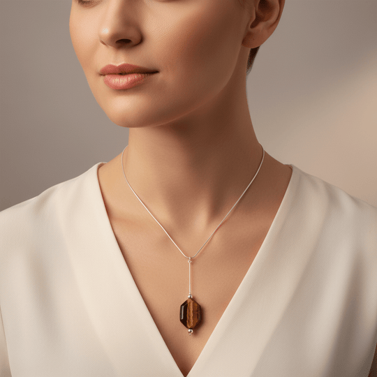 Tiger's Eye Necklace Model Photo
