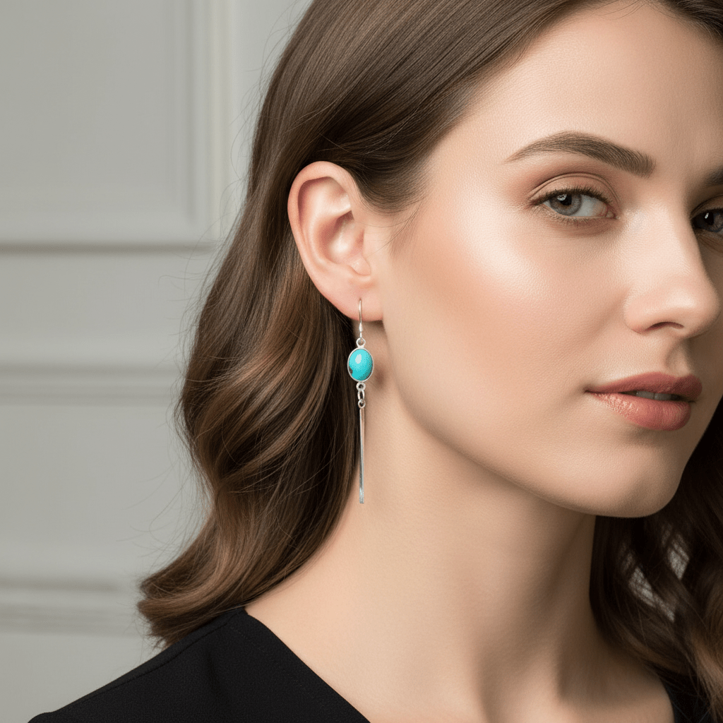 Turquoise Tassel Earrings Hero Image