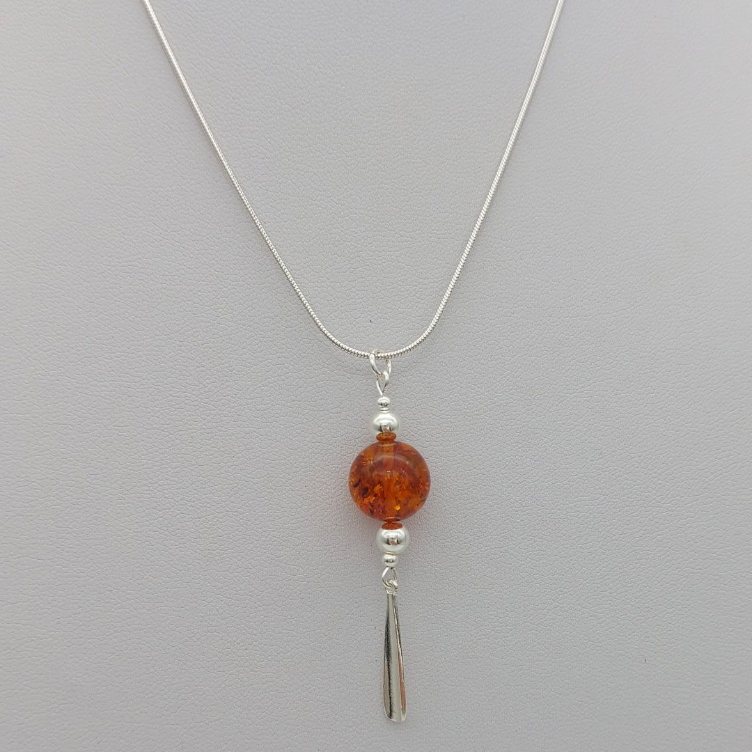 Baltic Amber & sterling silver tassel necklace & earrings set