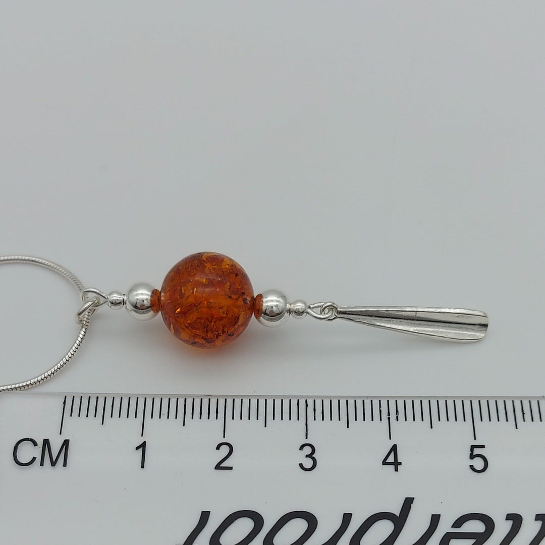 Baltic Amber & sterling silver tassel necklace & earrings set