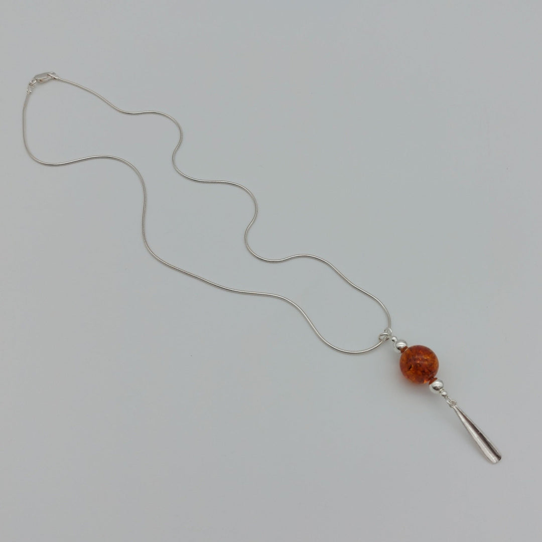 Baltic Amber & sterling silver tassel necklace & earrings set