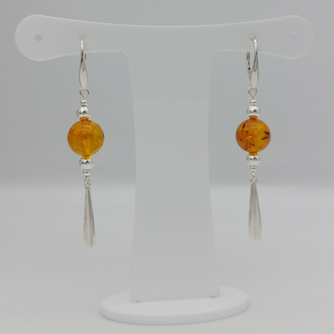 Baltic Amber & sterling silver tassel necklace & earrings set
