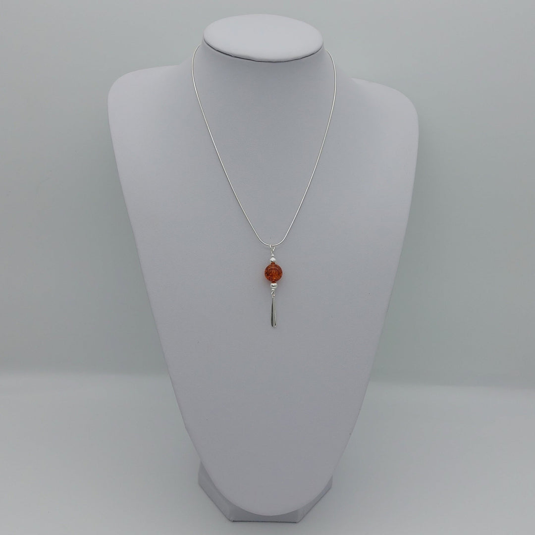Baltic Amber & sterling silver tassel necklace & earrings set