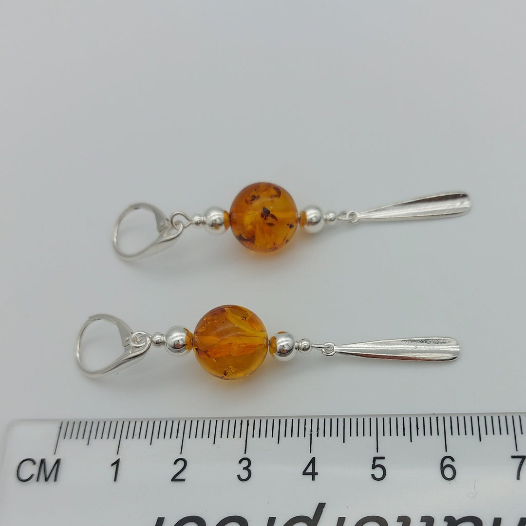Baltic Amber & sterling silver tassel necklace & earrings set