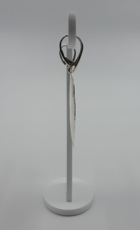 Large Sterling Silver Hammered Leaf Earrings | UK Handmade | Joanne Massey