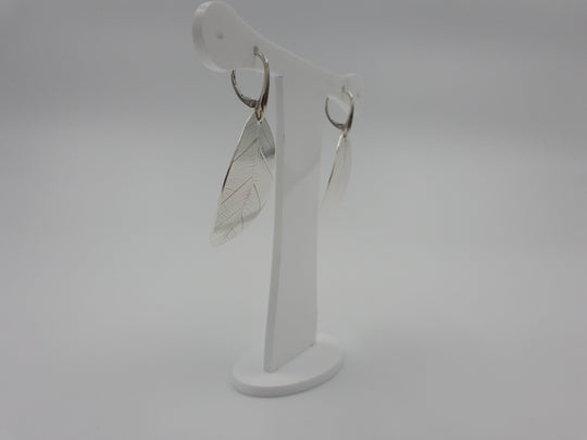 Large Sterling Silver Leaf Textured Earrings | Handmade UK Hallmarked Jewellery