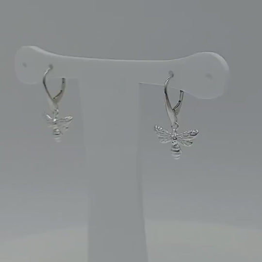 925 Sterling Silver Bee Earrings, Large Silver Bee Earrings