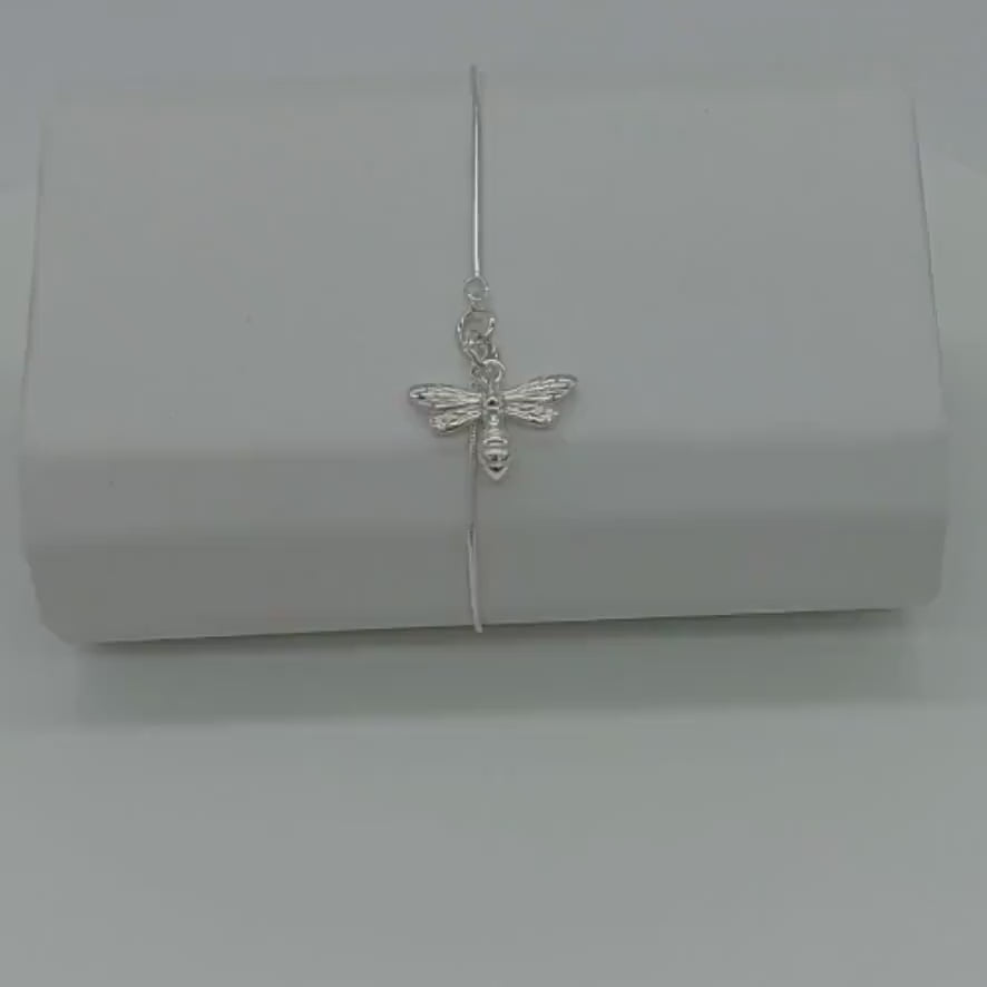 925 Sterling Silver Adjustable Slider Bee Bracelet