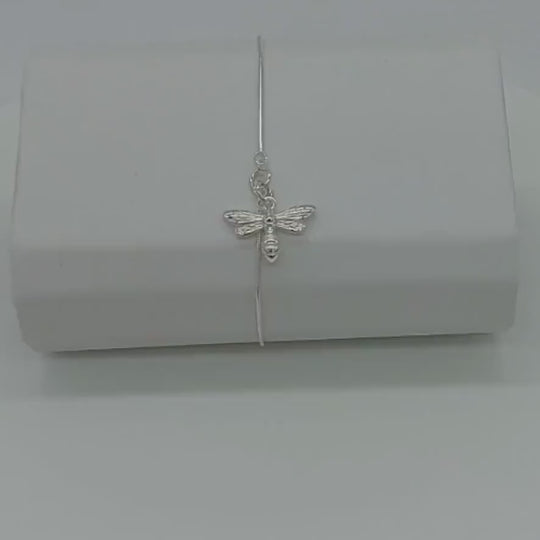 925 Sterling Silver Adjustable Slider Bee Bracelet