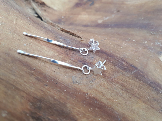 Star Earrings, 925 Sterling Silver Star Earrings, Shooting Star Earrings