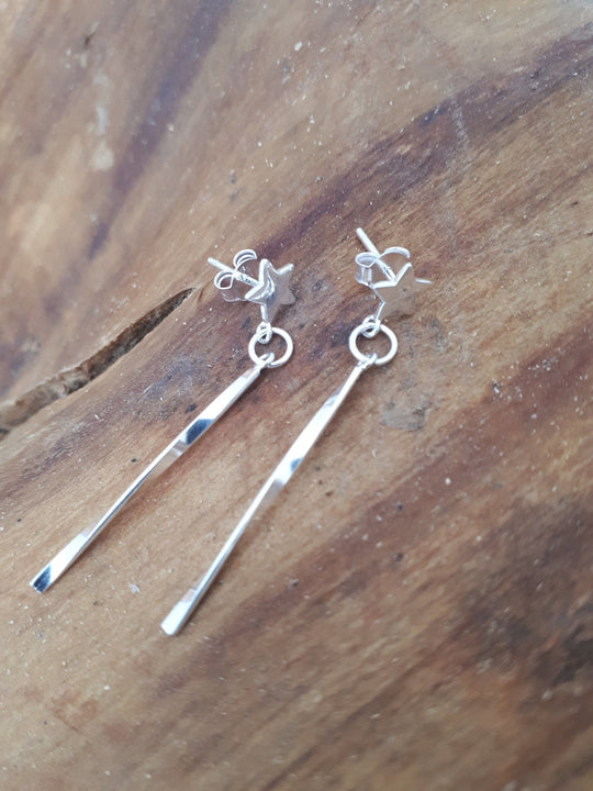 Star Earrings, 925 Sterling Silver Star Earrings, Shooting Star Earrings