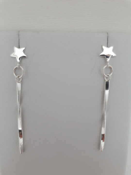 Star Earrings, 925 Sterling Silver Star Earrings, Shooting Star Earrings