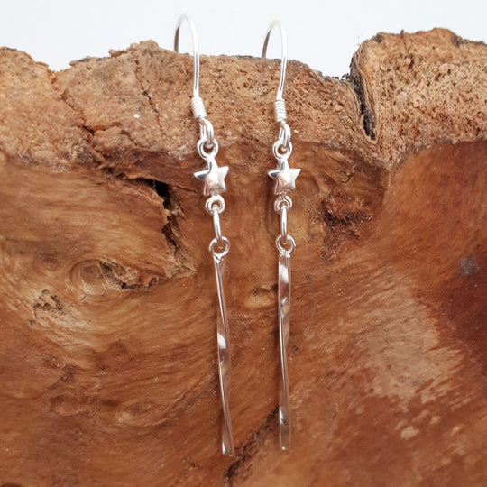 Star Earrings, 925 Sterling Silver Star Earrings, Shooting Star Earrings