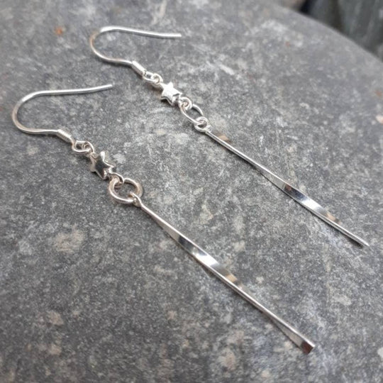 Star Earrings, 925 Sterling Silver Star Earrings, Shooting Star Earrings