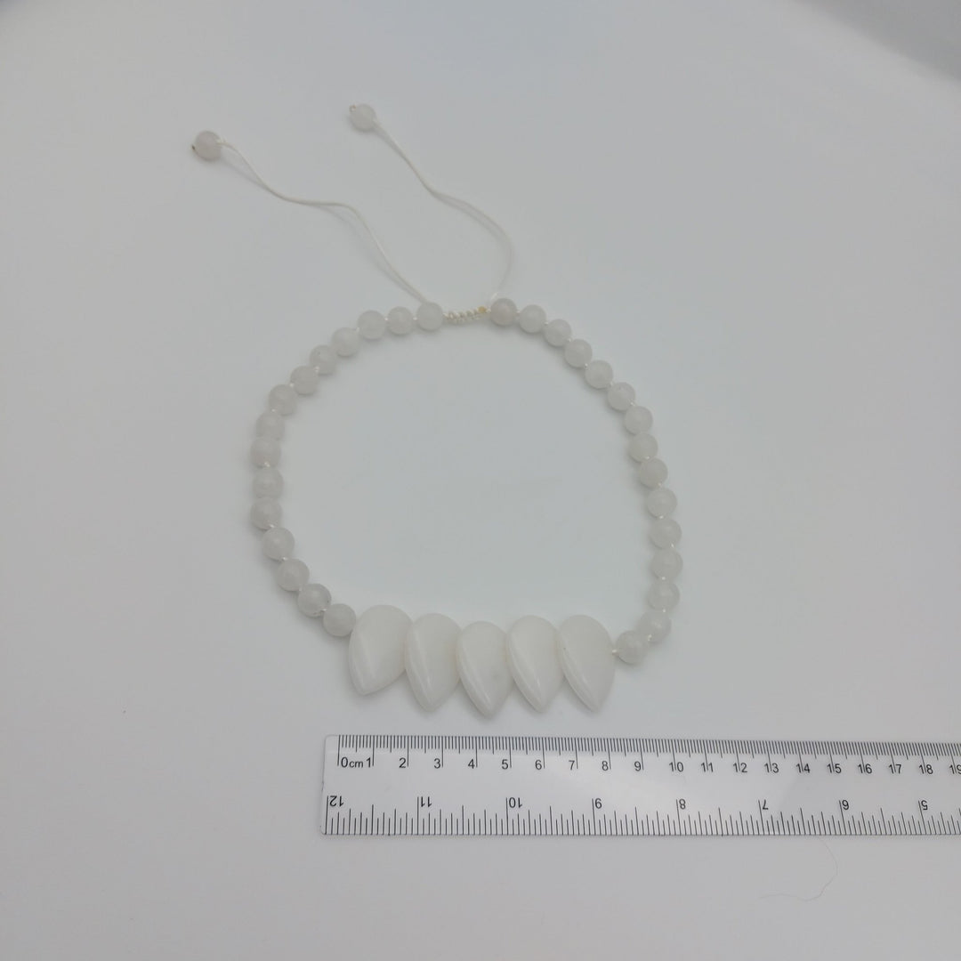 White Quartzite Teardrop Statement Necklace | Handmade Gemstone Jewellery