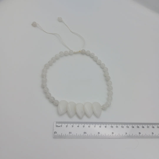 White Quartzite Teardrop Statement Necklace | Handmade Gemstone Jewellery