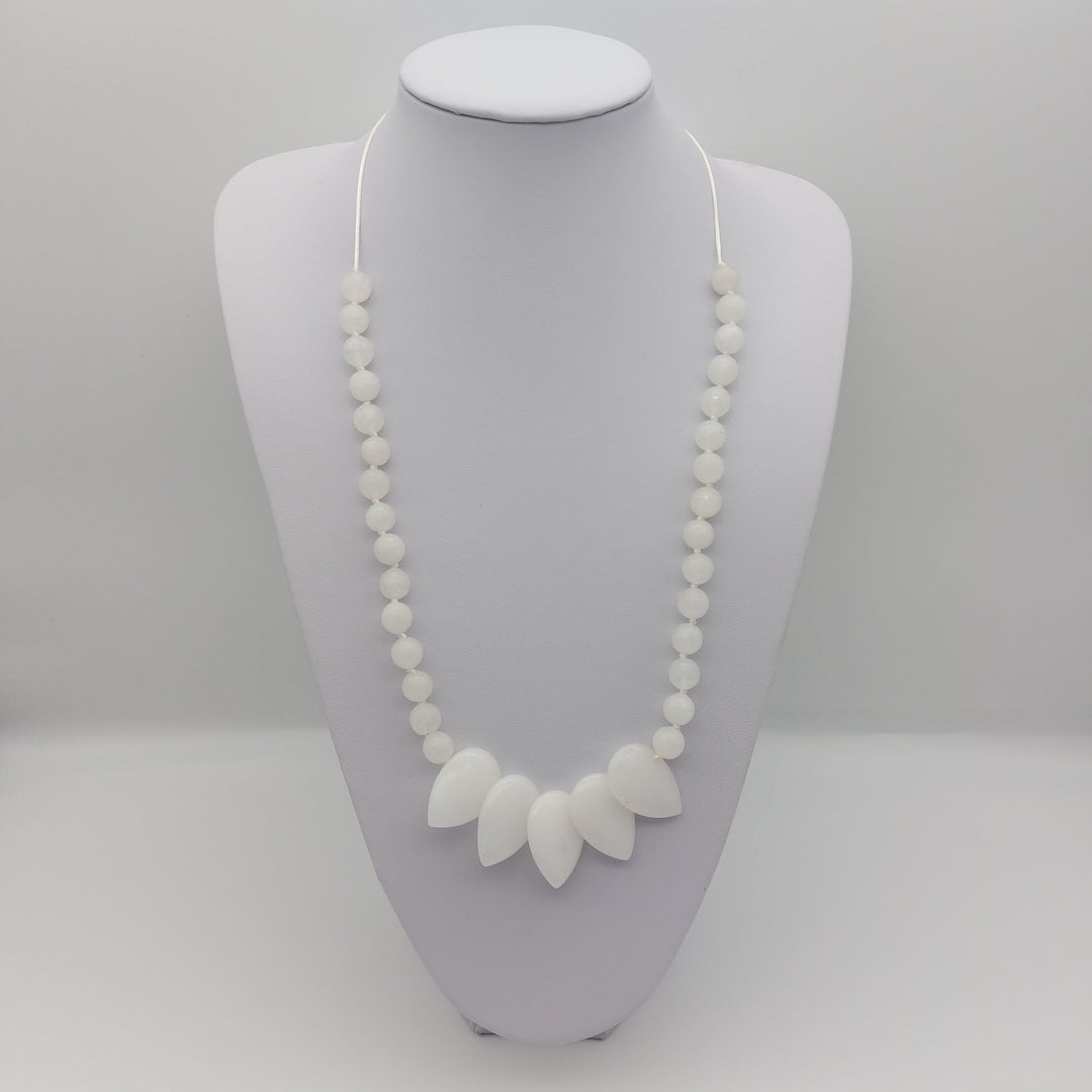 White Quartzite Teardrop Statement Necklace | Handmade Gemstone Jewellery