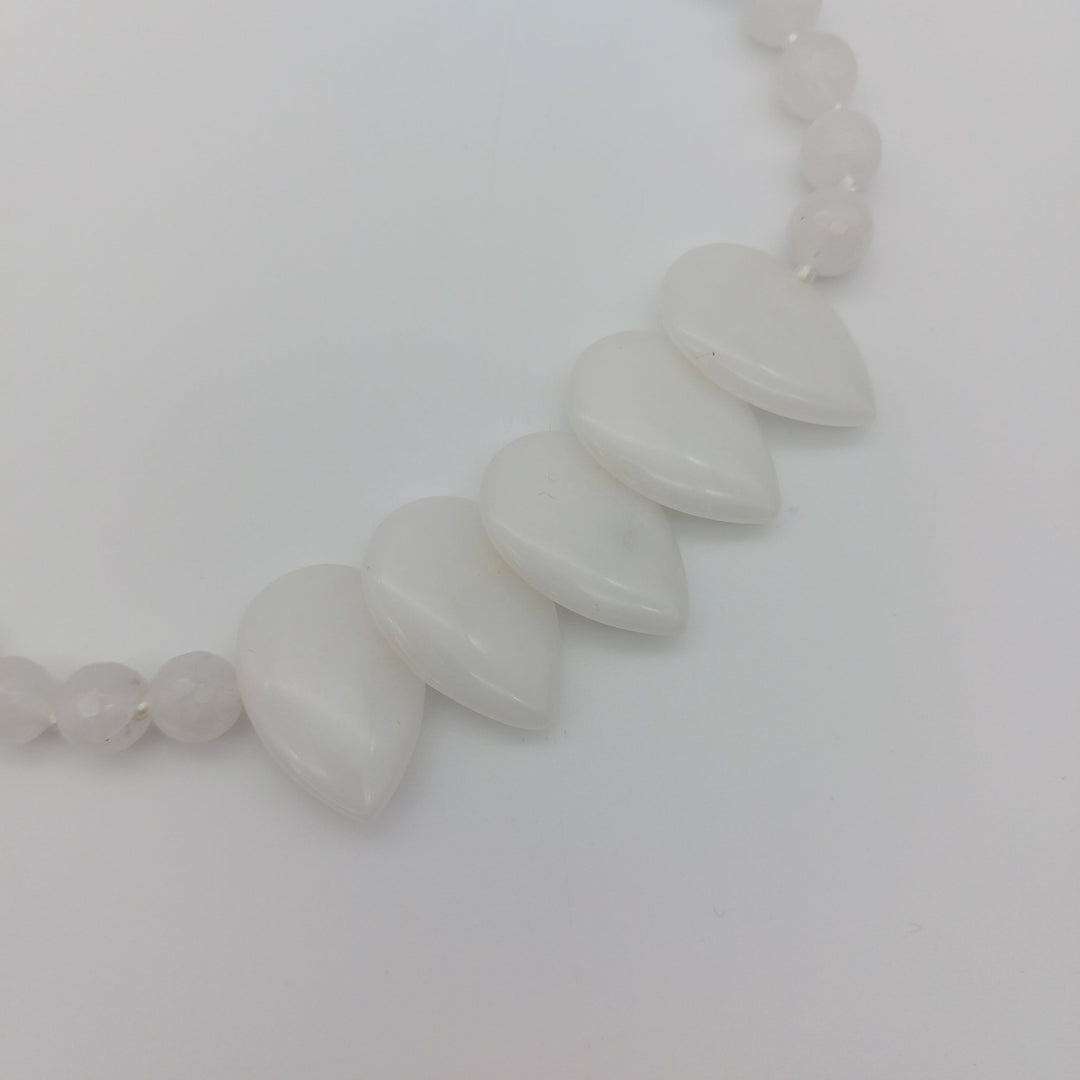 White Quartzite Teardrop Statement Necklace | Handmade Gemstone Jewellery