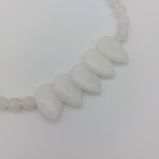 White Quartzite Teardrop Statement Necklace | Handmade Gemstone Jewellery