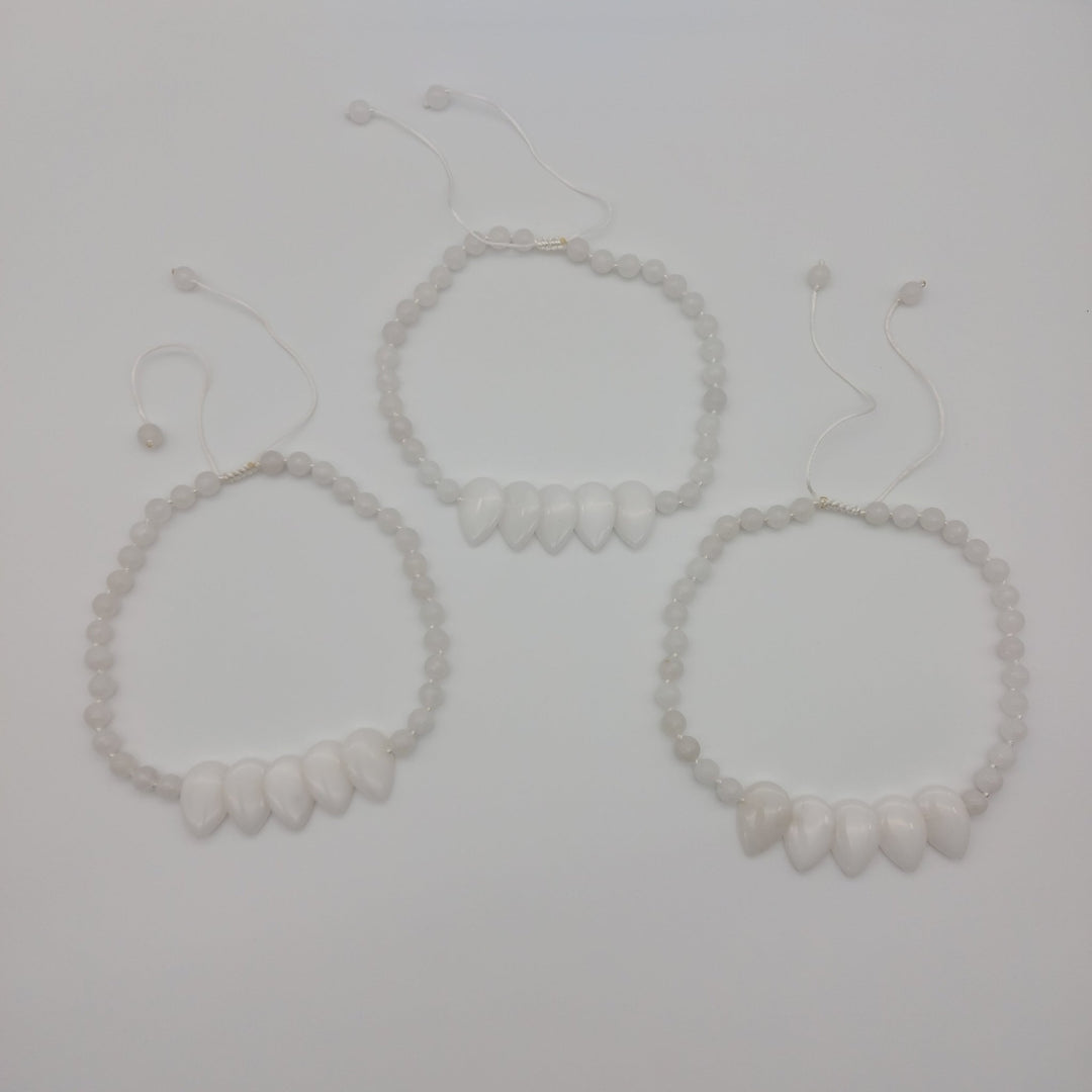 White Quartzite Teardrop Statement Necklace | Handmade Gemstone Jewellery
