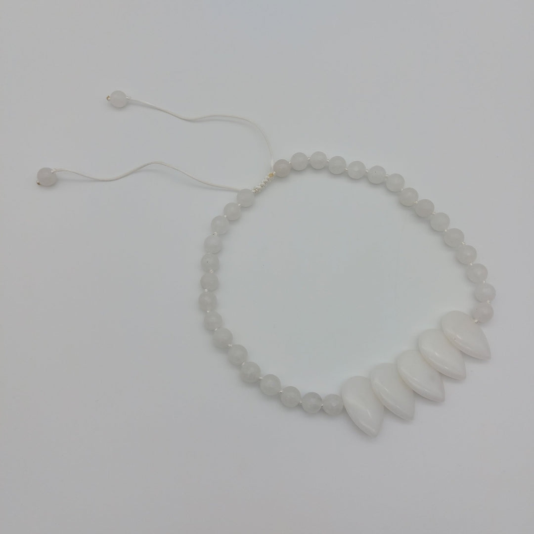 White Quartzite Teardrop Statement Necklace | Handmade Gemstone Jewellery