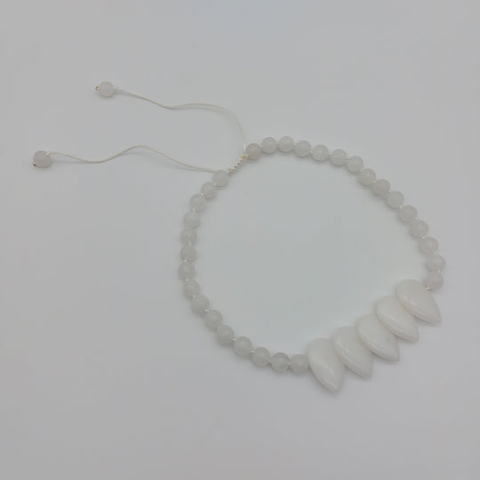 White Quartzite Teardrop Statement Necklace | Handmade Gemstone Jewellery