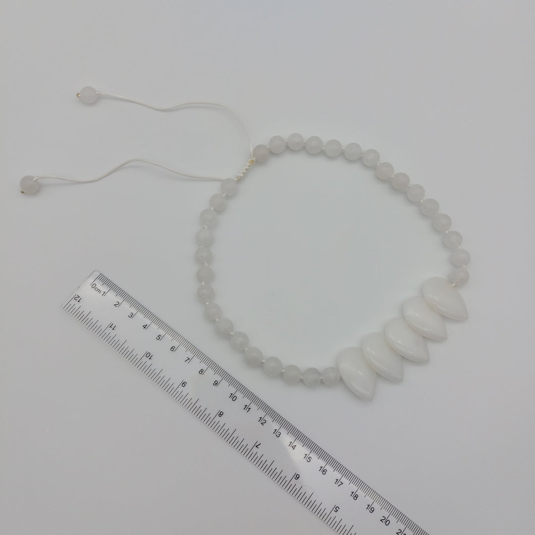 White Quartzite Teardrop Statement Necklace | Handmade Gemstone Jewellery