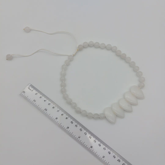 White Quartzite Teardrop Statement Necklace | Handmade Gemstone Jewellery