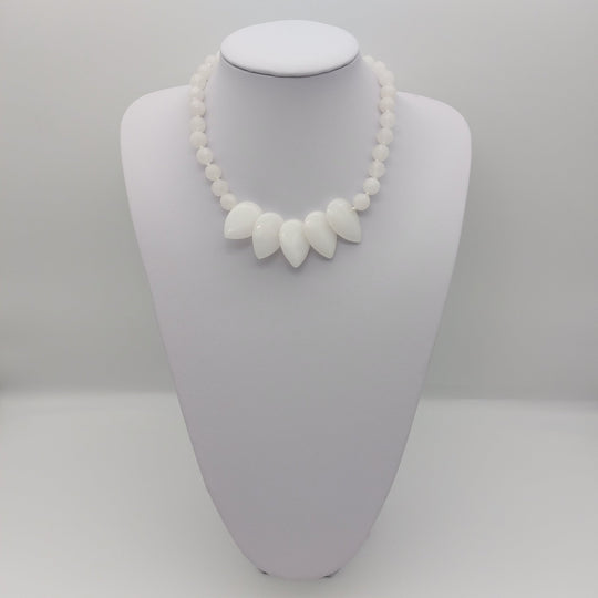White Quartzite Teardrop Statement Necklace | Handmade Gemstone Jewellery