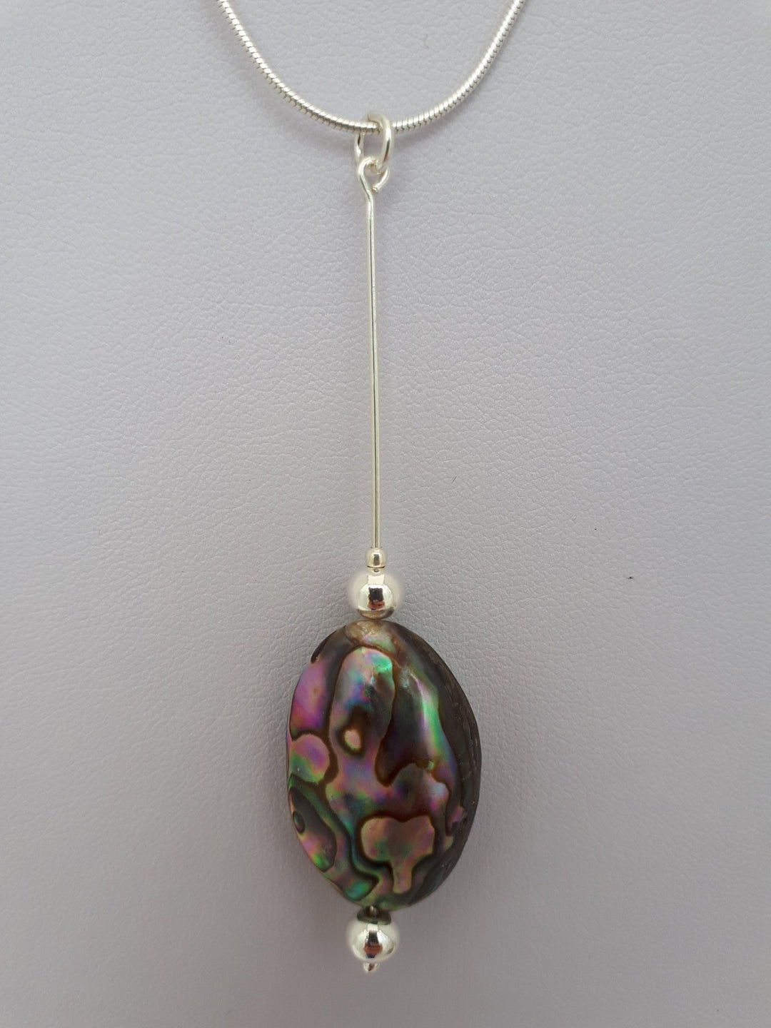 925 Sterling Silver Abalone Shell Long Drop Necklace. - JOANNE MASSEY ARTISAN JEWELLERY