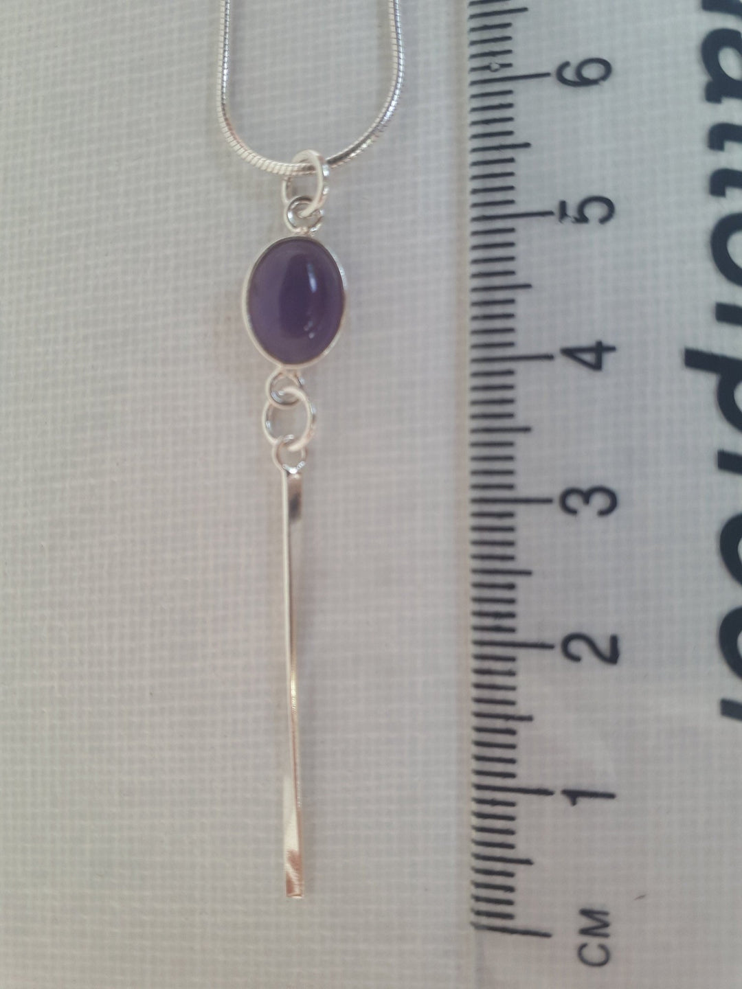 925 Sterling Silver Amethyst Oval Tassel Necklace. - JOANNE MASSEY ARTISAN JEWELLERY